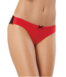 Tanga uni rouge et dentelle noire - DG1380RED
